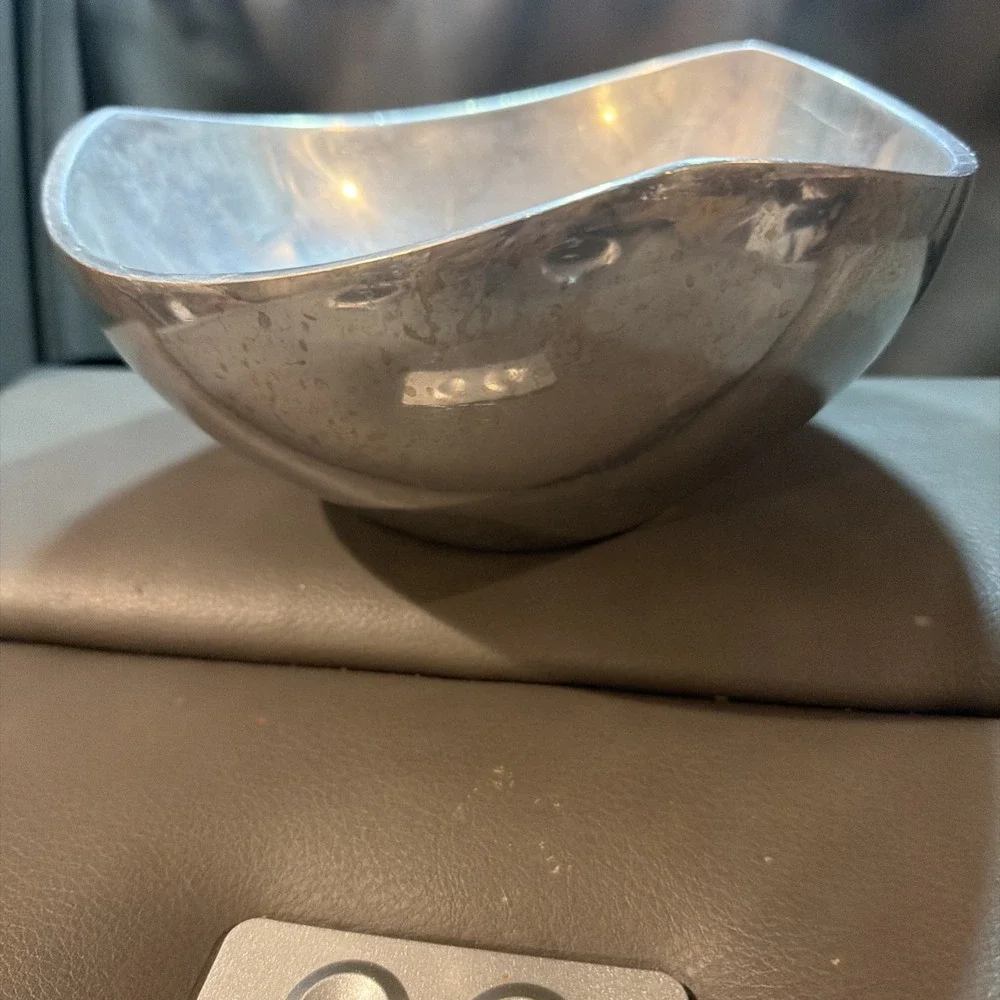 Vtg Nambe 527 Metal Alloy Tri- Corner Butterfly Bowl Made In USA